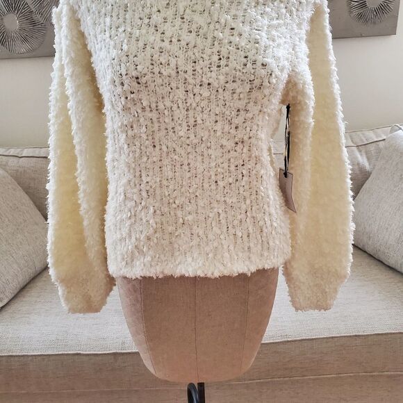 1.STATE Mock-Neck Poodle-Textured Sweater size Medium in Antique White- NEW - Picture 7 of 13